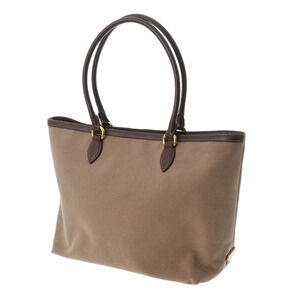 Prada Tan Beige Bag Handbag Canvas Jacquard Leather Brown Logo Tote